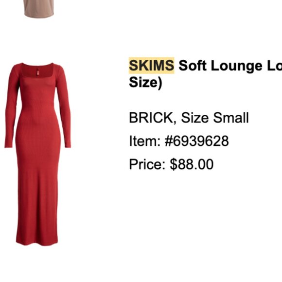 Skims Soft Lounge Long Sleeve Dress - Brick - Picture 5 of 6
